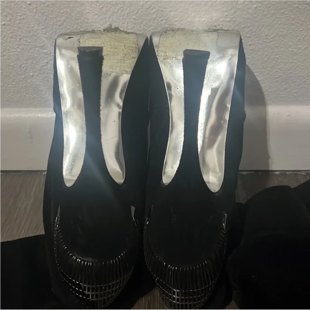 Authentic H by Halston tall over knees platform black suede leather boots sz 9